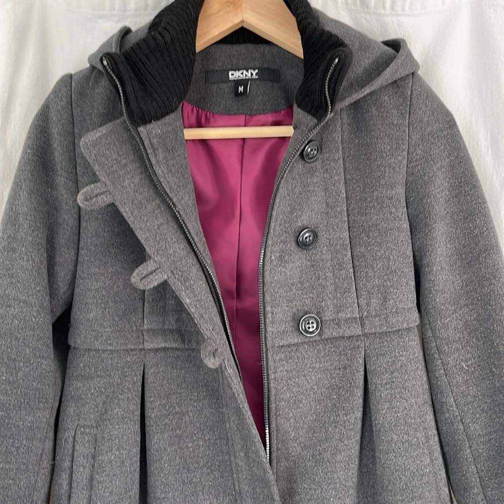 Dark gray DKNY dress coat for girls.  Size medium - Picture 3 of 8